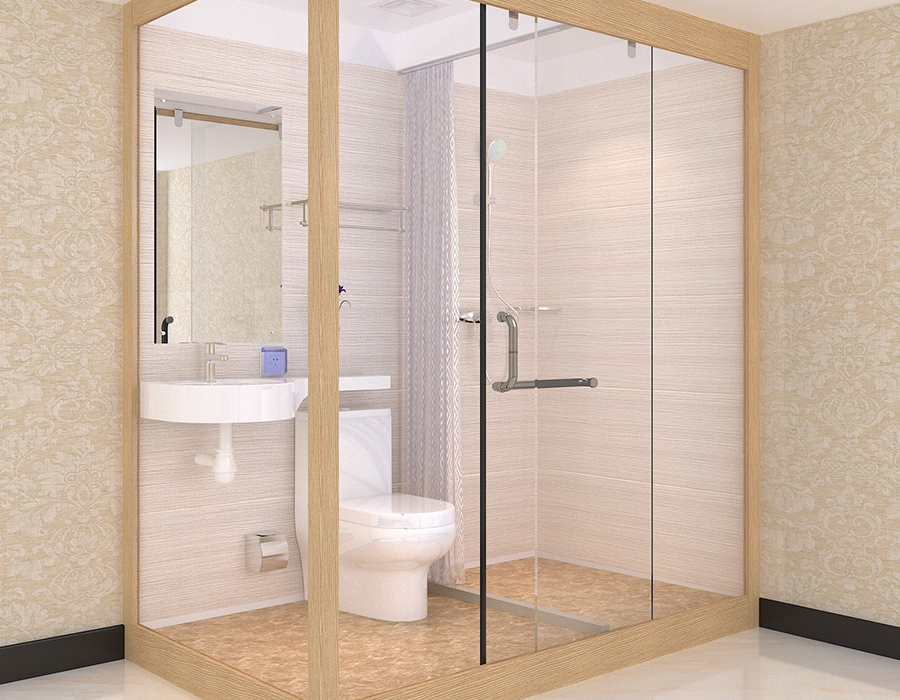 Hotel Modular Bad med PEC Resin Fiber interiørpaneler og glass yttervegger