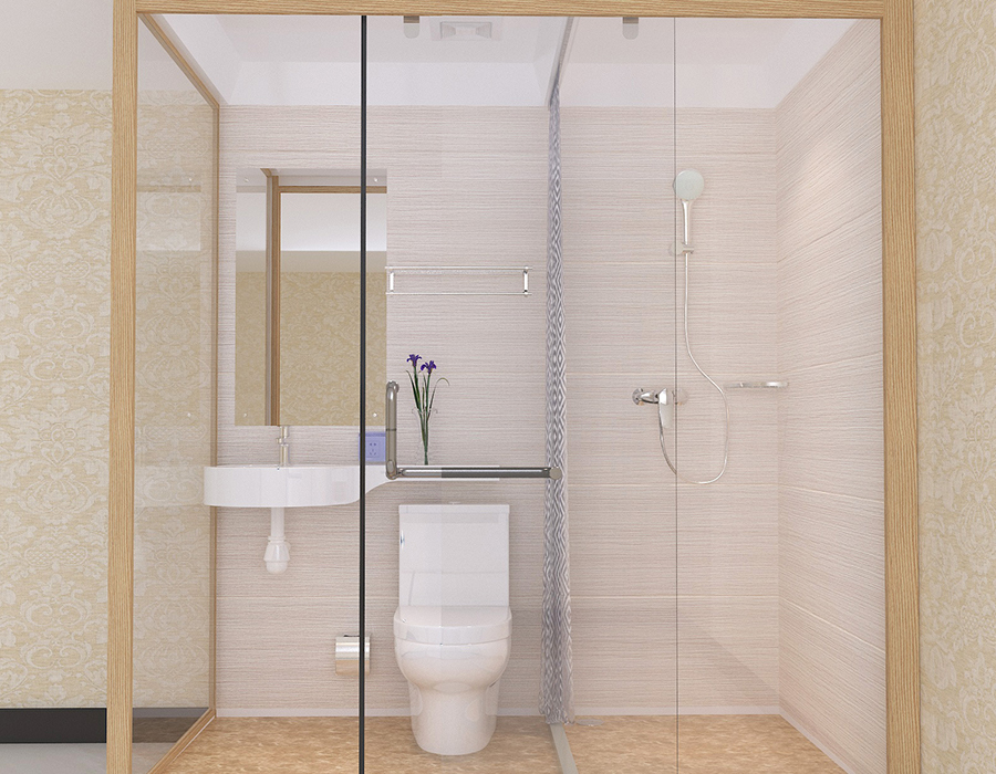 Hotel Modular Bad med PEC Resin Fiber interiørpaneler og glass yttervegger