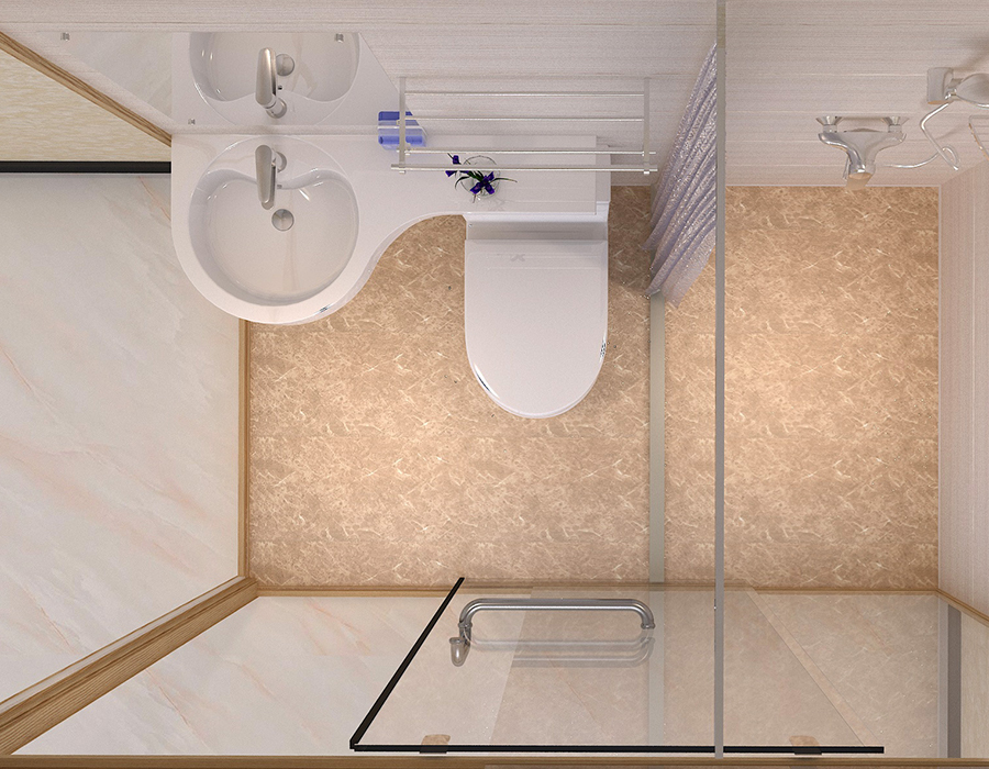 Hotel Modular Bad med PEC Resin Fiber interiørpaneler og glass yttervegger
