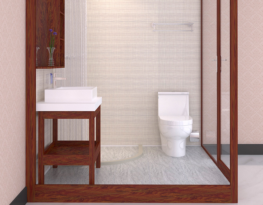 PEC Resin Fiber & RTM Base Apartment Modular Bad med glassvegger