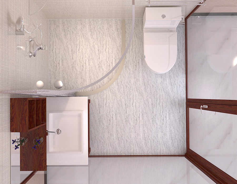 PEC Resin Fiber & RTM Base Apartment Modular Bad med glassvegger